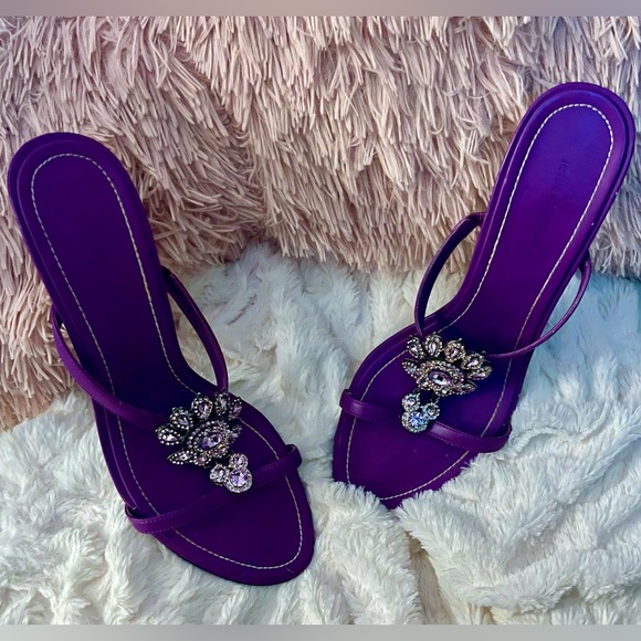 Jessica London Purple Crystal Heeled Sandals Size 11M RARE & HTF - Picture 9 of 16
